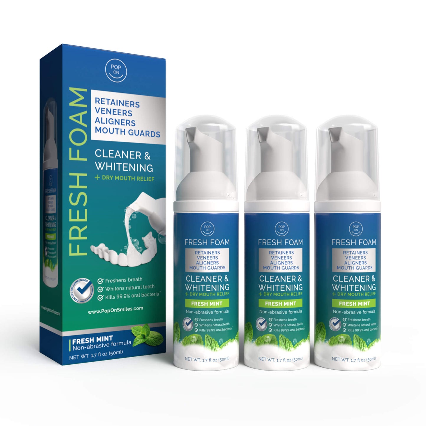Pop On Fresh Foam | 3 Pack | Cleaner & Whitening | Save 33% + FREE Shipping