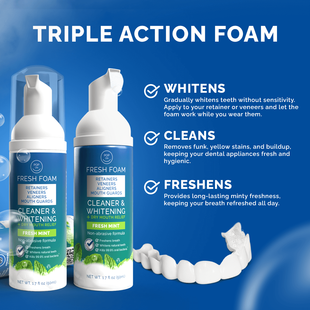Pop On Fresh Foam |  3 Pack | Cleaner & Whitening | Save 33% + FREE Shipping